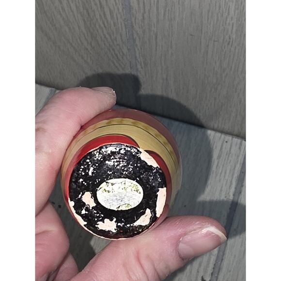 Vtg Handpainted Wooden Sata Claus Christmas Ornament Russian Nesting Doll 3" - Picture 4 of 6